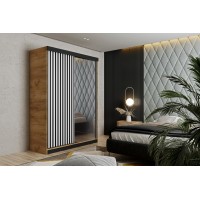 Skapis ar spoguli MALANI 138, zelts craft/balts